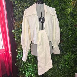 Maison Cleo Women’s Cream Draped Tie-Front Jacket